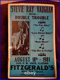 Vintage Concert Poster Stevie Ray Vaughan With Double Trouble