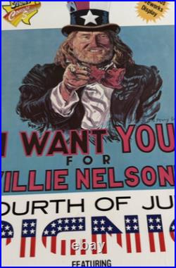 Vintage Willie Nelson Concert Poster Austin TX-1983 4th of July 22x39-Original
