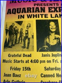 Vintage Woodstock Poster Music & Art Fair Concert Aquarian Expo Line up