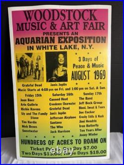 Vintage Woodstock Poster Music & Art Fair Concert Aquarian Expo Line up
