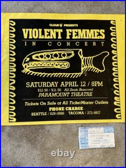 Violent Femmes Poster 4/12 1986 Folk Punk Concert Original With Ticket