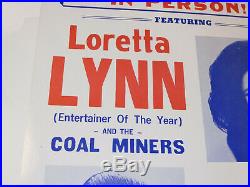Vtg 1973 Loretta Lynn & Conway Twitty Concert Poster!'coal Miners' Original