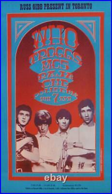 WHO TORONTO RGP71 1968 concert poster GARY GRIMSHAW GRANDE BALLROOM VERY RARE NM