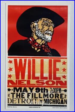 WILLIE NELSON #/50 Hatch Show Print THE FILLMORE Detroit 2010 Concert Poster
