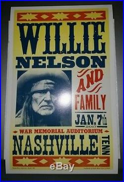 WILLIE NELSON HATCH SHOW PRINT #/100 Nashville WAR MEMORIAL Concert Poster 2017