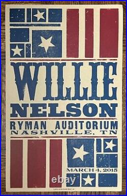 WILLIE NELSON Hatch Show Print Nashville RYMAN March 3, 2015 Concert Poster