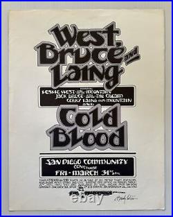 West Bruce and Laing Concert Poster 1972 San Diego