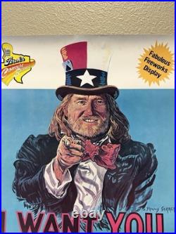 Willie Nelson J. Cash W. Jennings RARE 1985 Texas July 4 Picnic Concert Poster