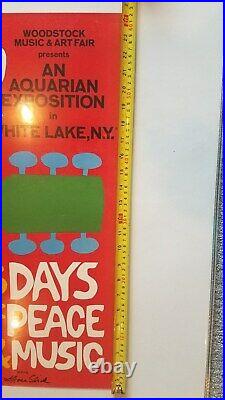 Woodstock Concert Poster Original Type 2 8/15-17/69 Signed By Grace Slick